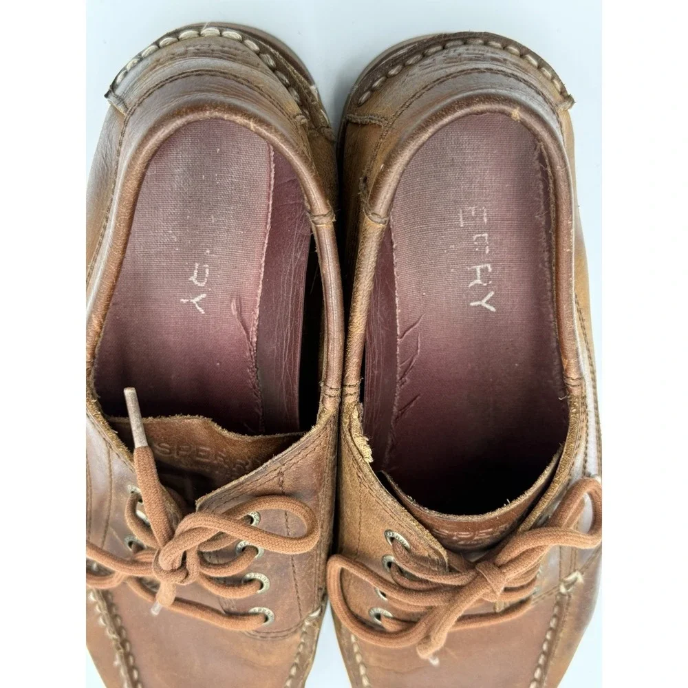 Sperry Top-Sider 4-Eye Classic Leather Boat Deck Shoe Men's Size 11M Brown Lace